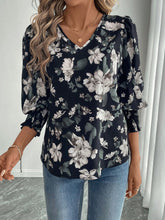 EMERY ROSE Women's V-Neck Long Sleeve Floral Print Casual Blouse
